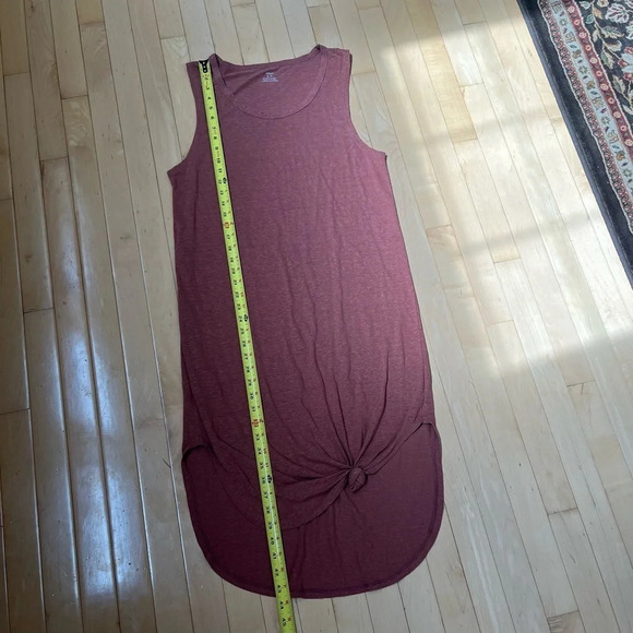 Aerie Dress Womens M Red Tank Scoop Neck Sleeveless Linen Blend Midi Solid - Picture 9 of 9